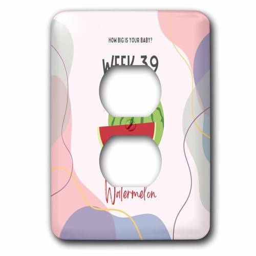 3dRose Image of Watermelon how big is your baby week 39 - Light Switch Covers (lsp-388491-6)
