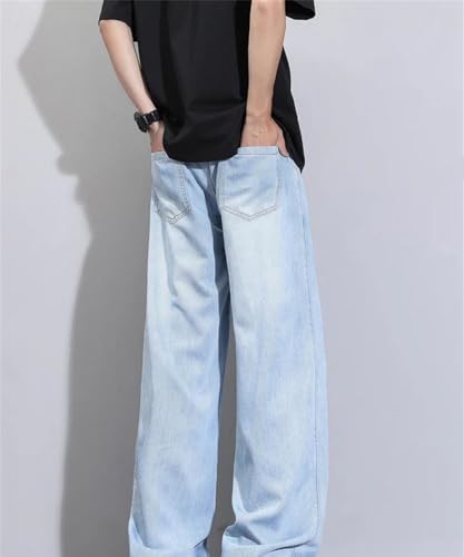 Men Summer Lightweight Wide Leg Denim Pants Thin Outdoor Casual Straight Fit Baggy Trousers3