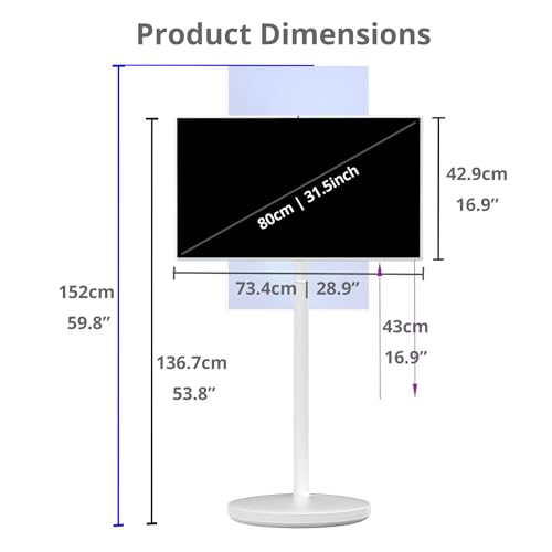 Image of Chengying 32 inch FHD Smart Portable Monitor with Touch Screen and Android OS | Built-in Battery | Webcam | Full Swivel Rotation