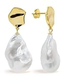 Orecchini di perle d'acqua dolce da donna con perle barocche o Keshi Grande XL bianche più di 14 mm di SECRET & YOU - Argento sterling 925 placcato in oro 18k o rodio