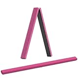 Erreyht Viga de equilibrio de gimnasia, barra de gimnasia plegable de franela rosa de 2,1 m/220 LB en cuero sintético plegable para entrenamiento en casa