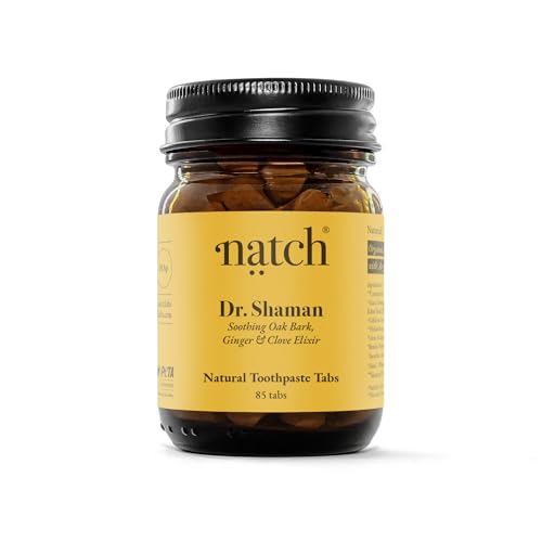 Natch Dr. Shaman Zahnpasta Tabs Natürliche Zahnpflege mit Ingwer Nelke & Eichenrinde Unterstützt empfindliche Zähne Fluoridfrei Vegan & Plastikfrei 85 Tabs
