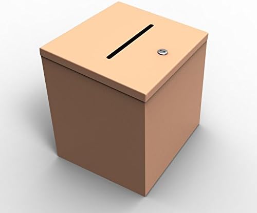 FixtureDisplays® Box, Metal Beige Donation Suggestion Charity Fundraising 9" x 9" x 9" 10918 Beige 10918-Beige