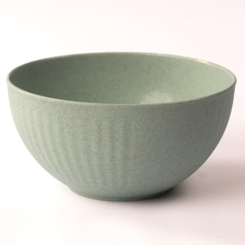Image of Irida Naturals Planet Friendly Fluted Bowl Set - Lightweight & Unbreakable Microwave Safe Bowl Set, Bamboo Fiber Snacks Serving Bowls for Kids & Adults, 800 ml Pack of 1 (Mint Green)