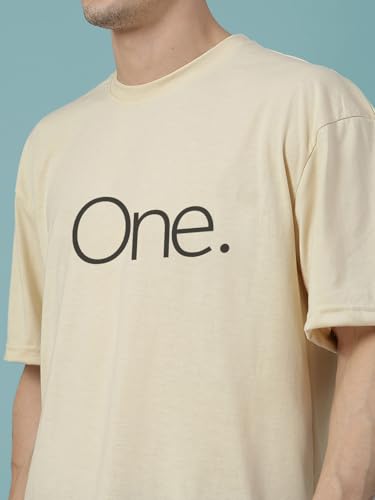 Image of CHKOKKO Mens Stylish Oversized T Shirt for Daily and Casual Wear Printed Design with Drop Shoulder and Half Sleeves