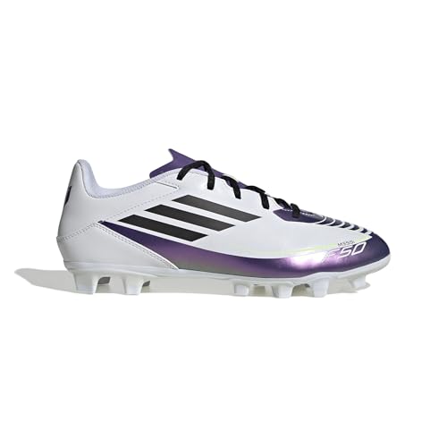Adidas Unisex-Adult F50 Club Messi Flexible Ground, White/Black/Unity Purple, 10.5
