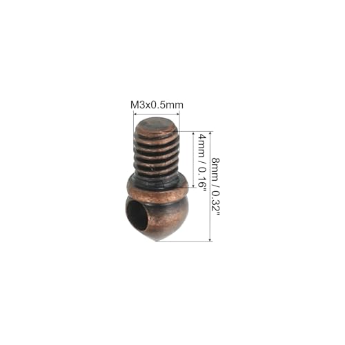 Image of PATIKIL M3x0.5 Eye Bolts, 30 Pack Screw Hook Loop Ring Decorative Light Fixture for Candle Pendant Lamp Chandelier DIY Project, Red Bronze