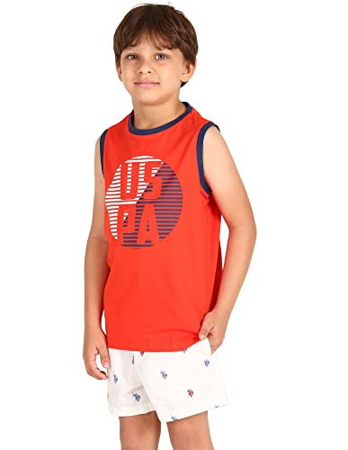 Image of U.S. Polo ASSN. Boy's Round Neck Regular Fit Brand Print Ikeb Muscle Tank - Pack of 1