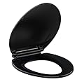 Toilet Seat Elongated, Toilet Lid Soft Close, Easy Installation & Release, Comfortable Design, Black