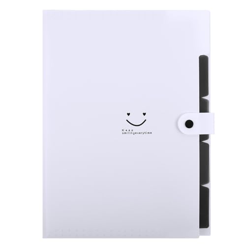 Image of SKYDUE 5 Pocket Expanding File Folder, Letter Size Portable Accordion Folders for Documents for School Office, White