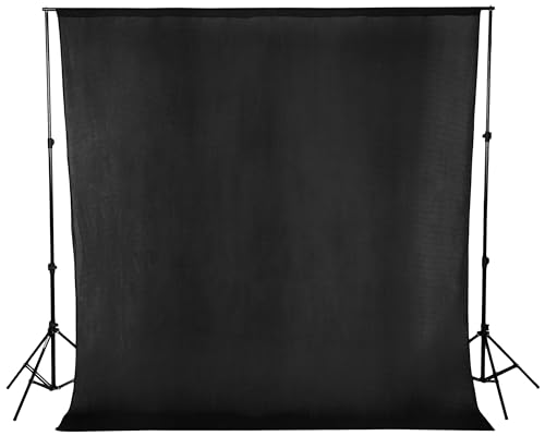Image of Amazon Basics Professional Black Screen Backdrop Cloth (8x9 ft) | Suitable for Photography, Photoshoot, Product Photography, Live Streaming, Zoom Meetings, VFX Editing | Pack of 1 (Black)