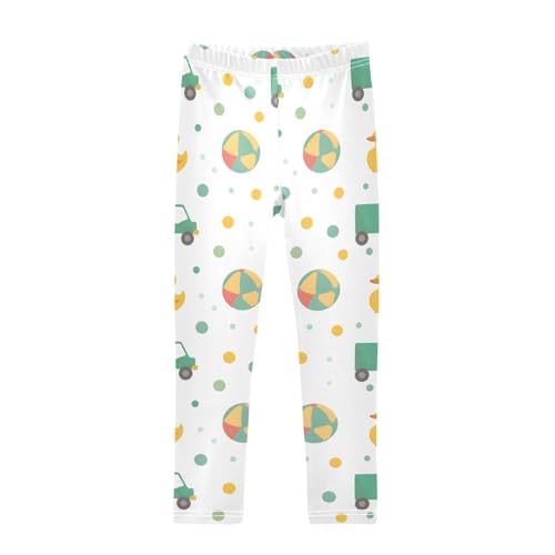 Green Trucks Ducks Beach Balls Girls Leggings Soft Stretch Workout Yoga Dance Pants for Kids Casual Tights