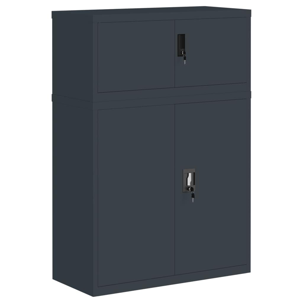 Szafa na akta, antracytowa, 90 x 40 x 130 cm, stal z 2 wkładanymi półkami i zamykanymi drzwiczkami, do organizacji biura i bezpieczeństwa dokumentów, wytrzymała powłoka proszkowa odporna na rdzę