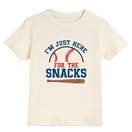 Baseball Shirt Toddler Boys I'm Just Here for The Snacks Funny Football T-Shirt Kids Short Sleeve Summer Tees 2-10 T