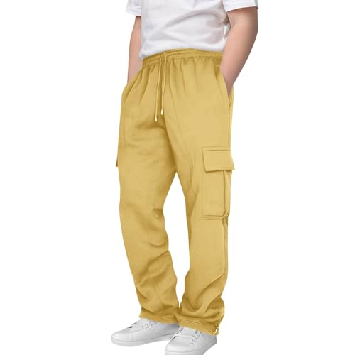 Boys Cargo Pants Casual Sports Sweatpants Trendy Drawstring Jogger Pants Sweatpants Lightweight for 3-13 Years