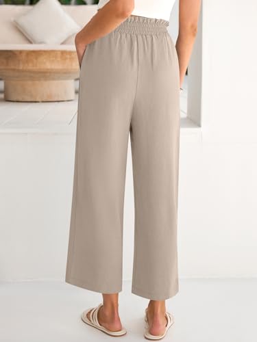 Image of ANRABESS Womens Wide Leg Palazzo Pants Summer Beach High Waisted Cropped Flowy Pants 2026 Dressy Casual Trousers with Pockets