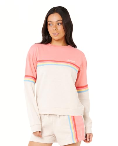 Rip Curl Damen High Tide Surf Raglan Pullover Crew Sweatshirt, Oatmeal Marle 253 Surf Revival, M