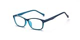 Outray Blue Light Blocking Glasses Vintage Nerd Square Keyhole Design Eye Glasses Frame for Kids Blue