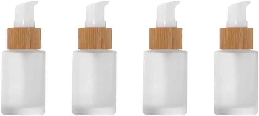 GSHLLO 4 Pcs Frosted Glass Lotion Bottle Empty Travel Pump Bottles Refillable Cosmetic Lotion Container Dispenser Travel Size Makeup Bottles for Cosmetic Lotion 30ml