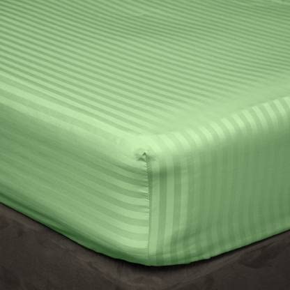 600 Thread Count, Bedding Fitted Bedsheets (1 PC Elastic Fitted Bedsheet and 2 PC Pillow Cover) with SNG Fits Upto 10-inch Deep Pocket 100% Egyptian Cotton 3 PC Set-King Sizee, Sage Stripe