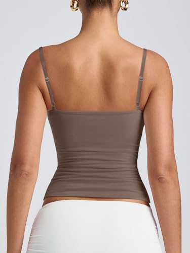 Image of PINKMSTYLE Women's Basic Double Lined Scoop Neck Tank Tops Adjustable Cami Tank Summer Sleeveless Tops