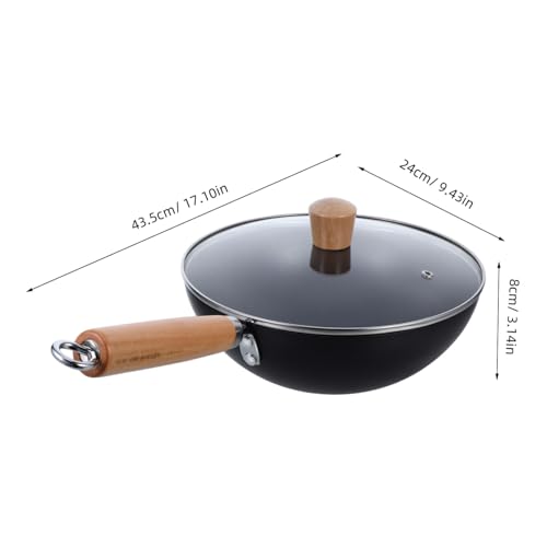 Wok de hierro con mango de madera antiadherente miniatura 2