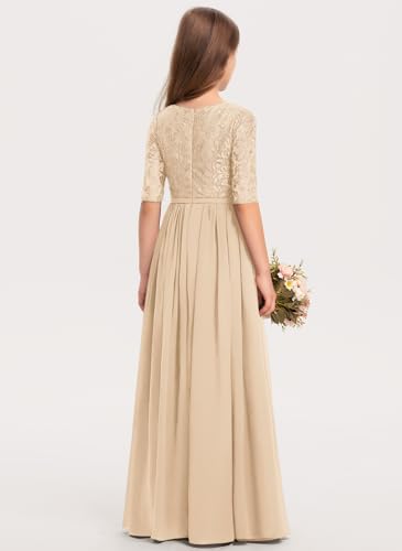 Junior Bridesmaid Dresses Scoop Floor-Length Chiffon Flower Girl Dress for Teen Girls Party Pageant Gown2