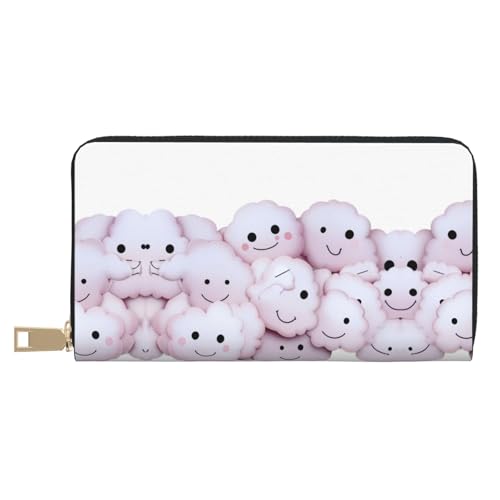 Monedero de mano largo para teléfonos móviles monedas y llaves con estampado de nubes
