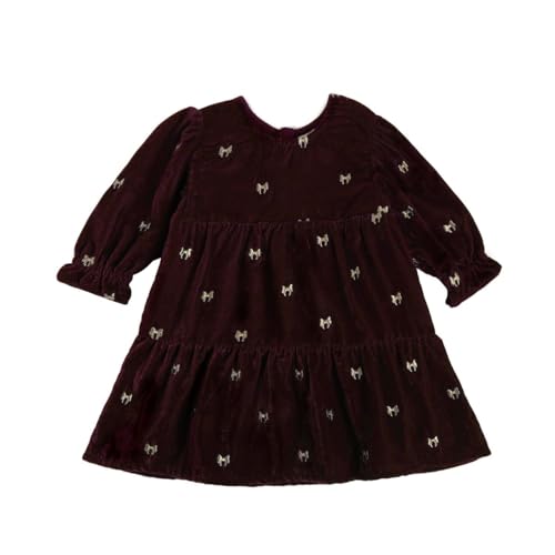 Image of miniklub Baby Round Neck Knee Length Woven Cotton Dress With Hairband (Maroon Color)