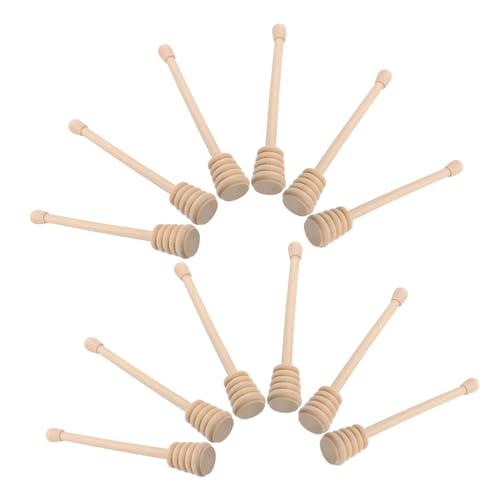 Hemobllo 12pcs Wooden Honey Stirrers Reusable Honey Mixing Stick Comfortable to Hold