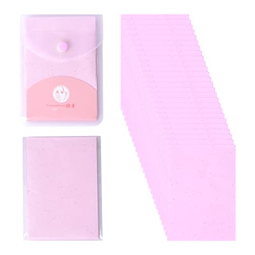 Vesaneae 160 hojas de papel para cara, papel natural matificante facial con bolsillo, papel absorbente de aceite facial para controlar el aceite, cuidado facial, piel grasa (rosa)