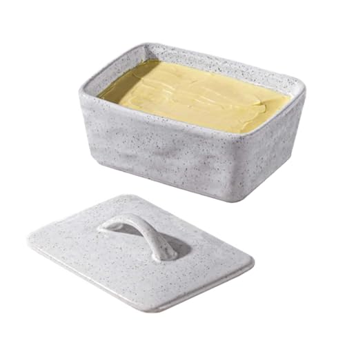 yqdnboi Beurrier en céramique avec couvercle, beurrier en porcelaine, 14,5 cm x 10,2 cm x 6,5 cm, beurrier en porcelaine avec couvercle, beurrier hermétique
