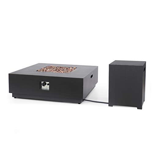 Christopher Knight Home Sidney Outdoor 40-Inch Square Fire Pit with Tank Holder, Brushed Brown