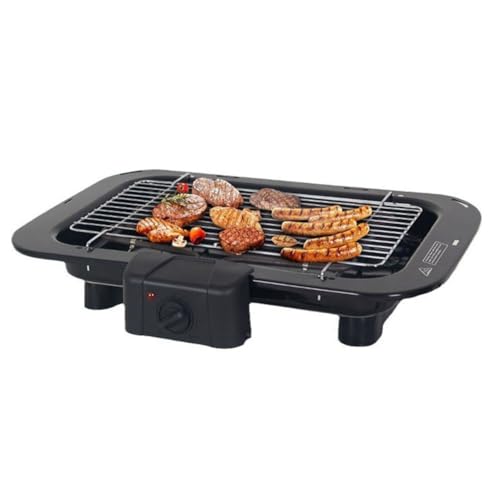 Yarryuter Parrilla Interior Eléctrica Parrilla Interior Eléctrica Sin Humo Barbacoa con Red de Parrilla Extraíble y Sartén Antiadherente 2200 W Enchufe UE