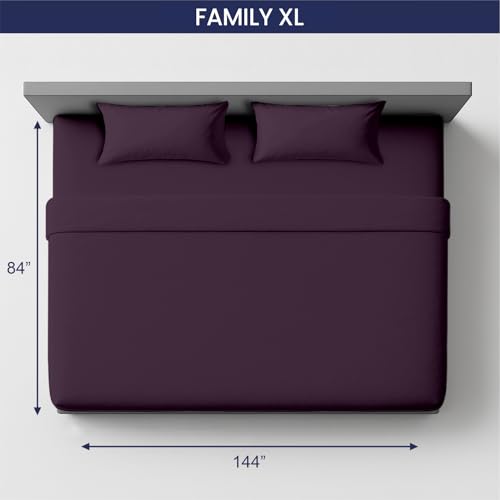 Image of SGI bedding 144 inchx84 inch 4 Pc Family XL Sheet Set 600 TC 15 inch Deep, Plum
