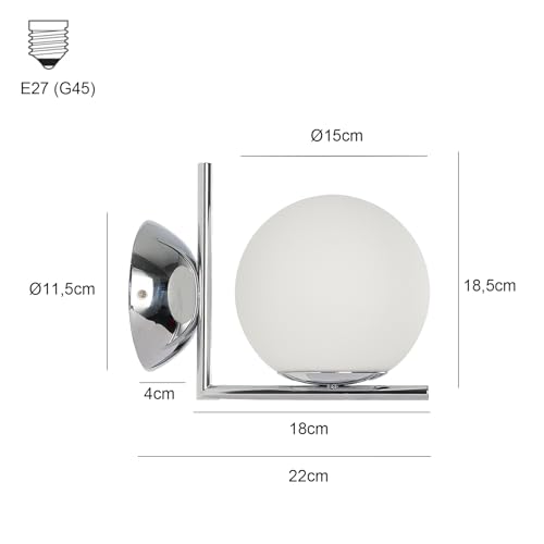 Aplique de pared moderno Alpinaluz de acero cromado con esfera de cristal E27 6