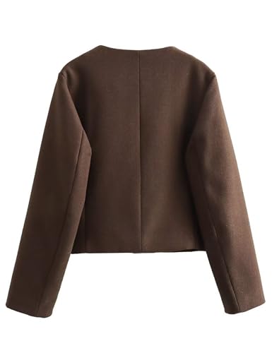 Women Cropped Tweed Blazer Jacket Casual Business Slim Fit Work Office Short Tweed Blazer Suit Elegant Outerwear2