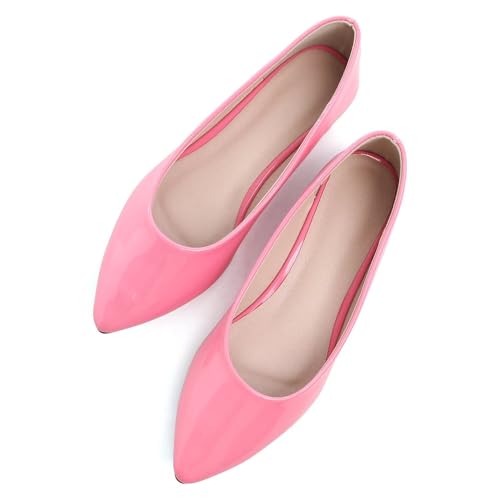 Hee grand Women's Classic Pointed Toe Flats Patent Leather Dress Shoes Comfort Low Heel Work Shoes Women Fashion Flats