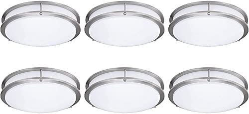 60% Off Discount (6 Pack) 15-Inch Double Ring Dimmable LED Flush Mount Ceiling Light, 22W (100W Equivalent), 1800lm, 4000K Natural White, Brushed Nickel Finish Steel, ETL Listed, Commercial or Residential 60% Off Discount (6 Pack) 15-Inch Double Ring Dimmable LED Flush Mount Ceiling Light, 22W (100W Equivalent), 1800lm, 4000K Natural White, Brushed Nickel Finish Steel, ETL Listed, Commercial or Residential