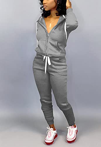 Image of Mrskoala 2 Piece Outfits Lounge Jogging Suits for Women Sweatsuit Tracksuit Long Sweatpants Set