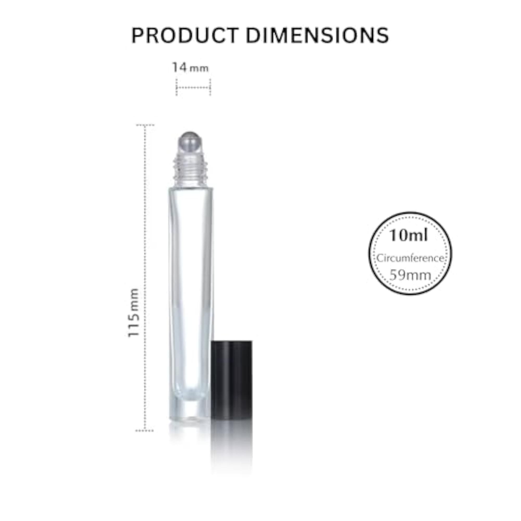 10ml Empty Tall Round Glass Roller Bottles, Pack of 6