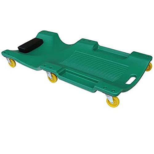 OZBME Chariot de mécanicien de 40 Pouces avec Appui-tête en Cuir Confortable et 6 poulies Mobiles, Plateaux à Outils Doubles, Pont Ergonomique, Garage Roulant en Plastique (Couleur: Vert) Vert (Vert)