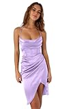 noncey Satin Corset Short Homecoming Dresses with Silt Lavender Backless Cocktail Dresses with Slit Spaghetti Straps Prom Dresses NO46 Size 0
