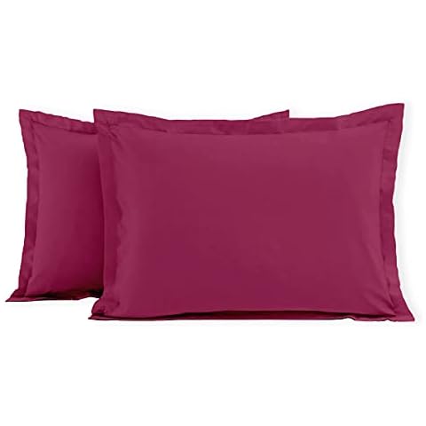 Home Linge Passion - Set of 2 pillowcases 100% cotton 57 thread count, 50 x 70 cm, Oxford finish (flat stitched frill) - Baikal Fuchsia Cover