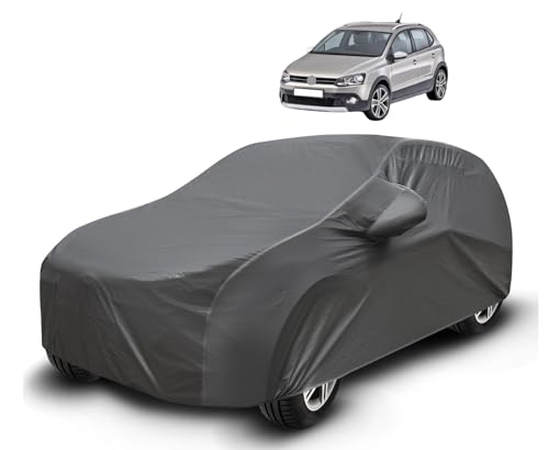 Image of Auto Hub Waterproof Car Cover Compatible with Polo Cross with Mirror Pockets, Soft Cotton Lining, Polo Cross Car Cover Waterproof, Grey