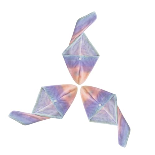 PartyKindom 3pcs Triangle Hair Drying Cap Rainbow Dry Hair Towel Bath Hair Towel for Women Boys and Girls Long Short Hair Quick Water Absorption Universal Fit