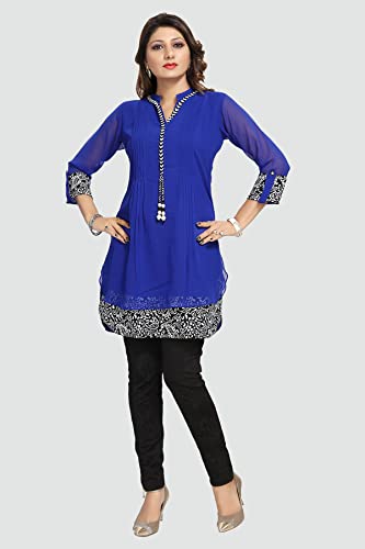 Image of Keshubaba Women's Short Tunics with Neckline Embroidery |Kurti Tops | Short Kurti | Short Kurti for Women | Short Kurti for Girls