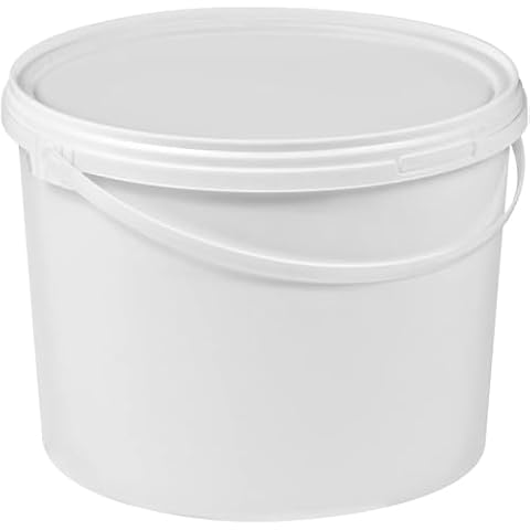 Pack of 5 - White 5 Litre Plastic Buckets Cover