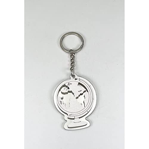 24X Portachiavi MAPPAMONDO in plexi ARGENTO 5 cm