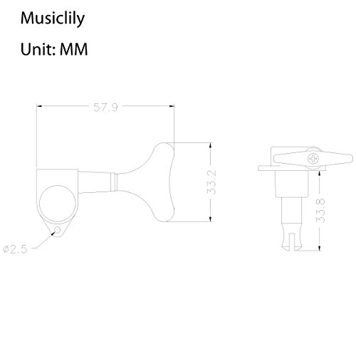 Musiclily 3L+3R Gesloten Bas Tuners Stemmechanieken voor Basgitaar, Zwart - Image 7